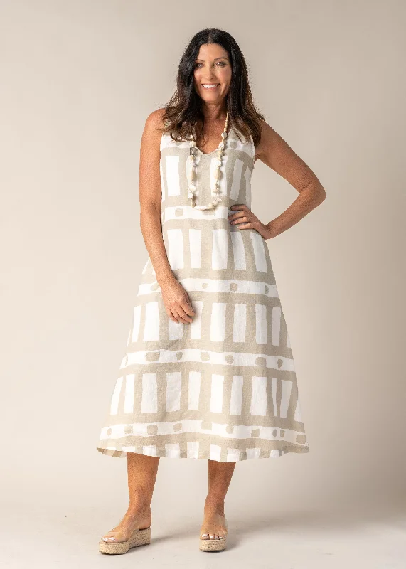 Evening Elegance Agnitha Linen Dress in Cream