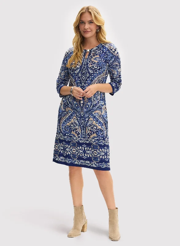 Seasonal Discounts On Fashionable Women's Wear Paisley Print Keyhole Detail Dress