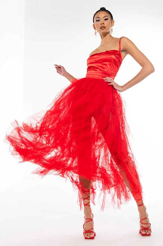 Trendy Fashion Sale DIVINE TUBE MAXI TULLE DRESS RED