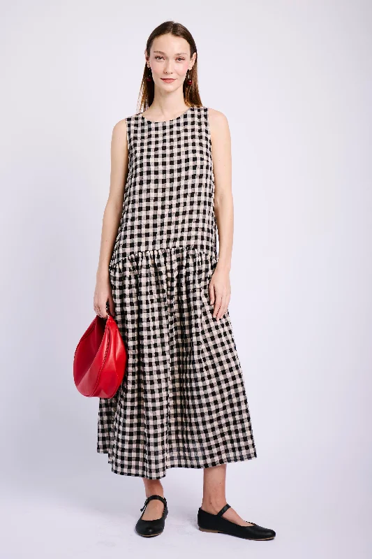 Women's Tops And Clothing Drop Waist Dress in Gingham