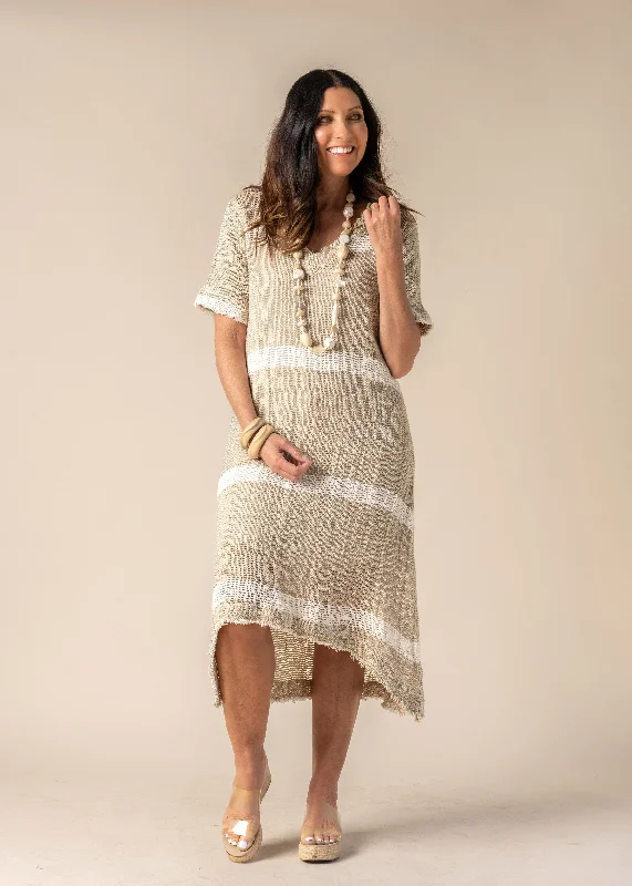 Lightweight Fabric Xanthe Linen Dress in Latte