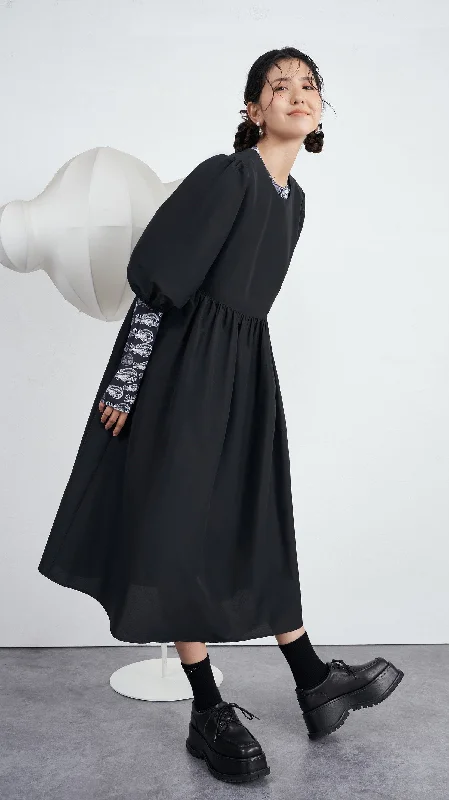 Charming Everyday Clothing For Women Nylon Puff Sleeves Dress