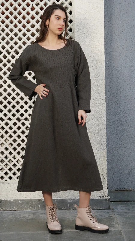 End Of Season Sale Clothing Belinda Linen Blend Dress in Khaki