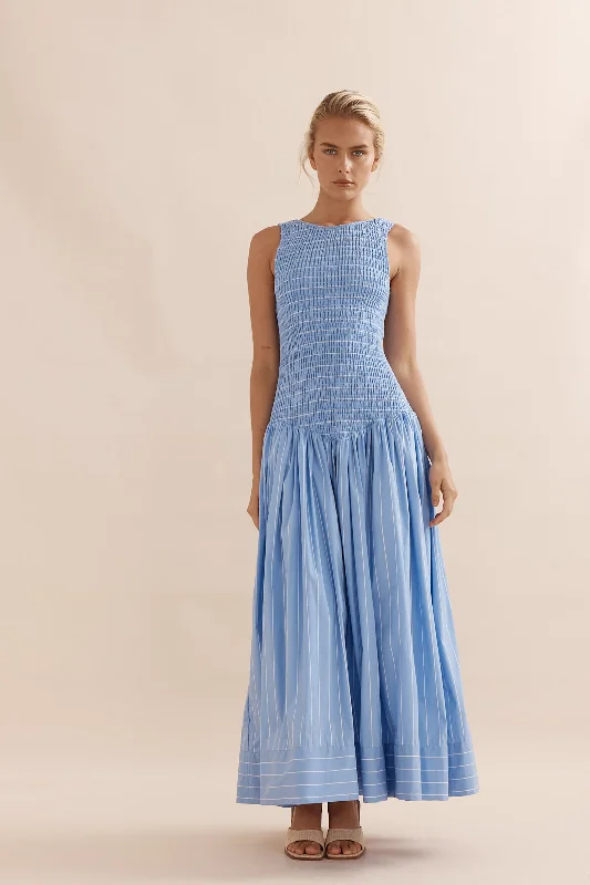 Sale Clothes Online Caitlin Crisp Celine Dress - Blue White Stripe