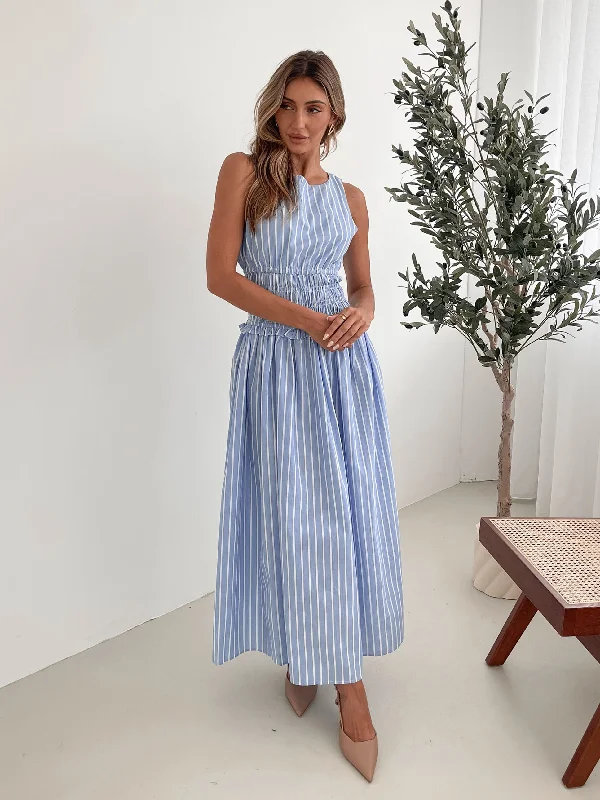 New In This Season Priyanka Dress - Blue Stripe