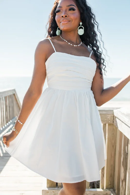 Get More, Spend Less Today Gentle On My Mind White Rouched Top Dress