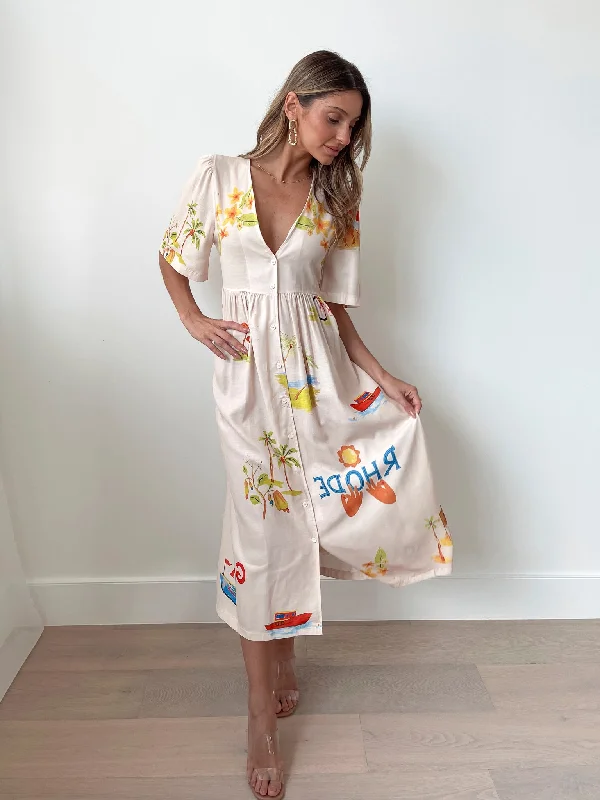Premium Fashion Rozellia Dress - Cream Print