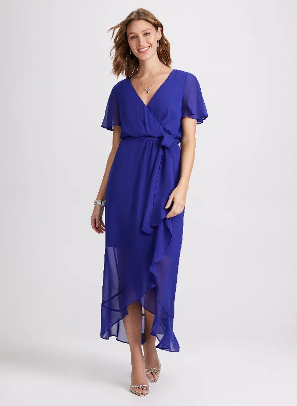 Shop Your Favorites Before They're Gone Flare Sleeve Wrap-Over Dress