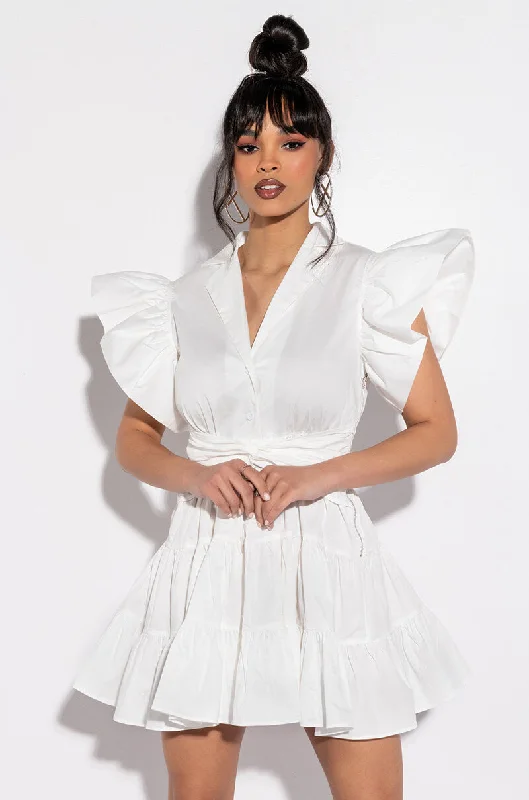 Your Favorite Fashion Pieces Now At Lower Prices BELLE FIT AND FLARE BUTTON UP POPLIN DRESS