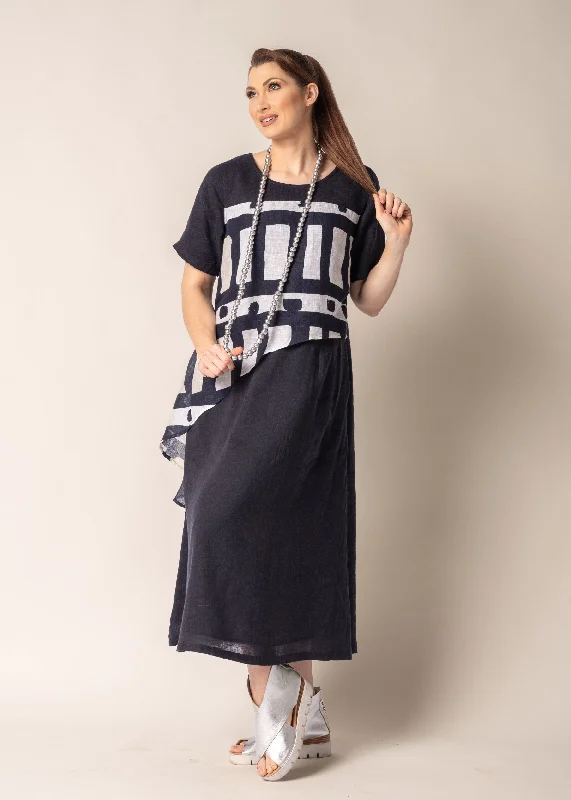 Versatile Style Wardrobe Solara Linen Dress in Navy