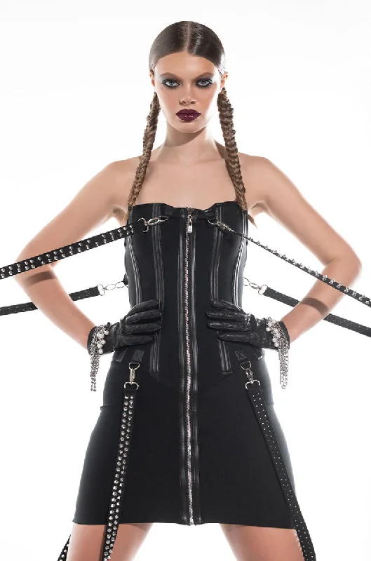 Comfortable Casual Wear VICKY VIXEN STRETCH DENIM CORSET DRESS