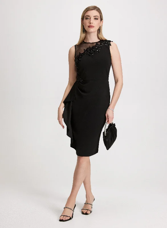 Trendy Women's Collection Floral Applique Flounce Dress