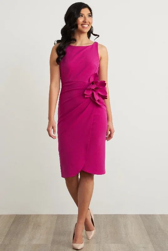 Women Wear Online Joseph Ribkoff Fuschia Flower Adornment Dress - 211469