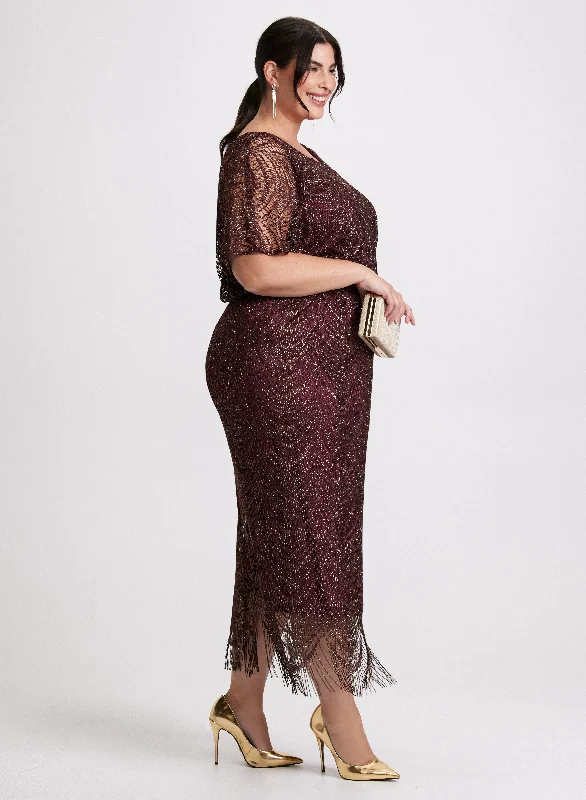 Trendy Women's Outfits Now At Irresistible Prices Metallic Draped Crochet Dress