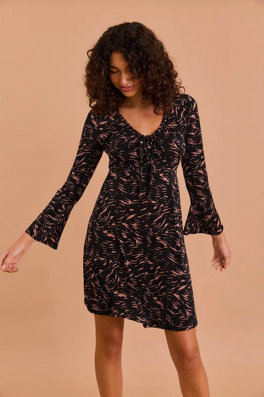 High-Quality Fashion At Discounted Prices – Shop Today Mocha Animal Ruched Bust Dress