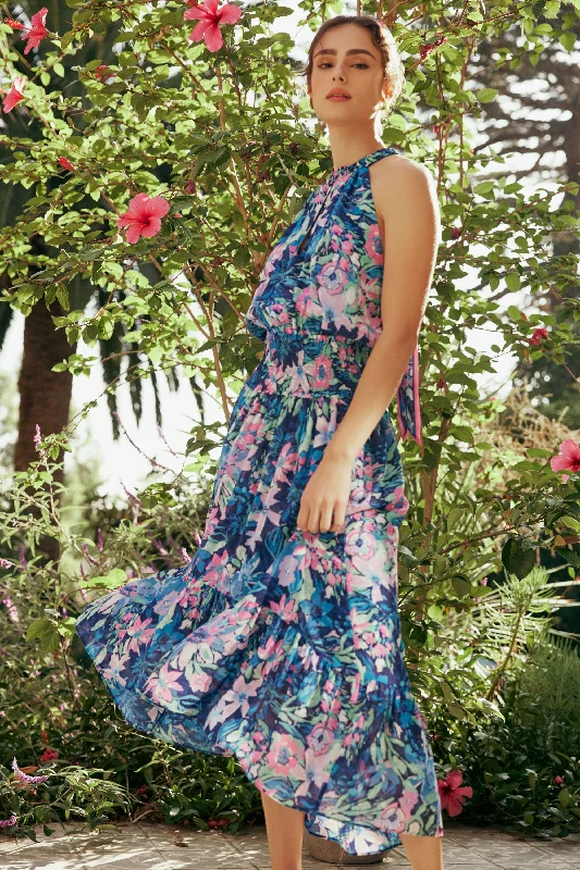 Bold Fashion Painterly Floral Asymmetric Dress