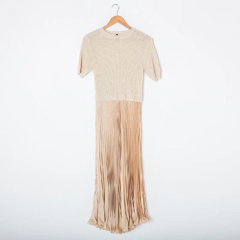 Women's Cozy Outfit For Lounging Short Sleeve Pleated Jumper Dress
