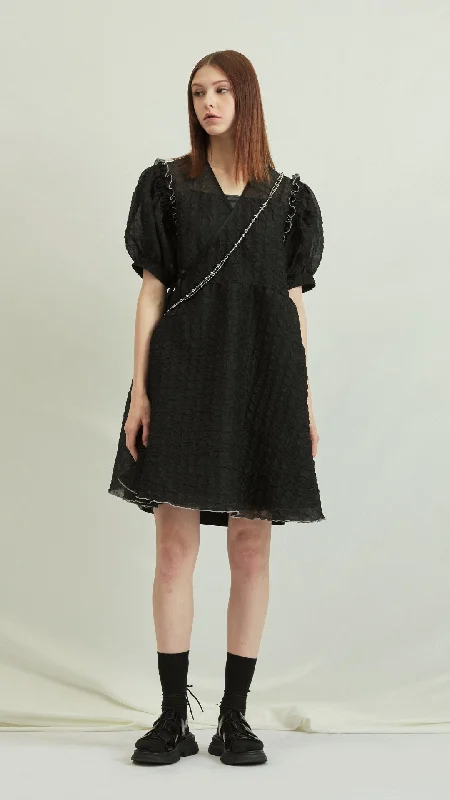 Trendy Fashion For Women See Through Puff Sleeves Dress