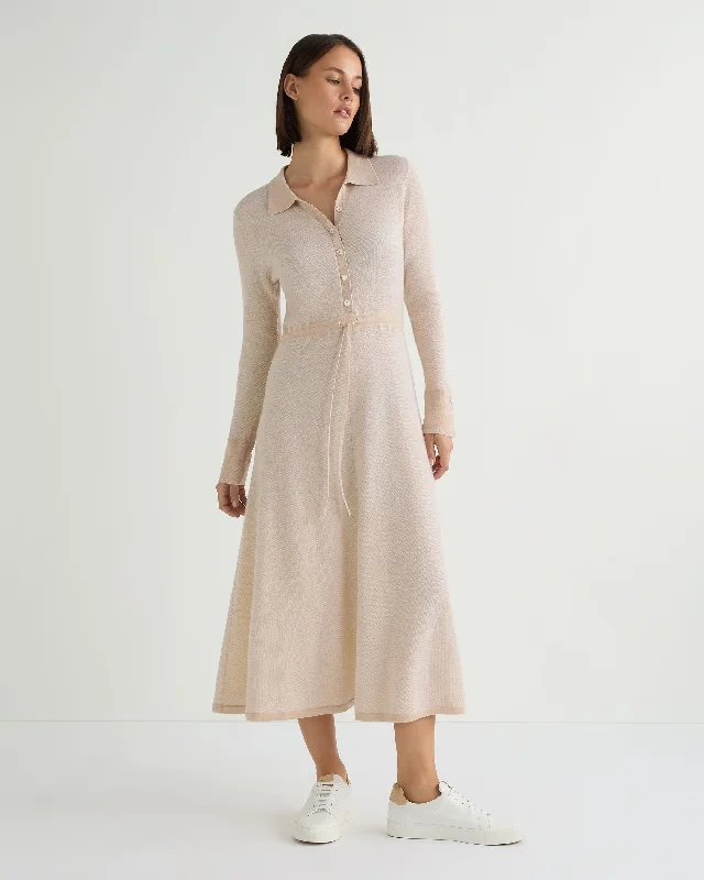 Exclusive Discount Women's Birdseye Polo Cashmere Silk Dress Sandstone Brown