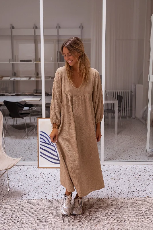 Your Favorite Styles Now On Sale Camel Nolan Cotton-Gauze Dress