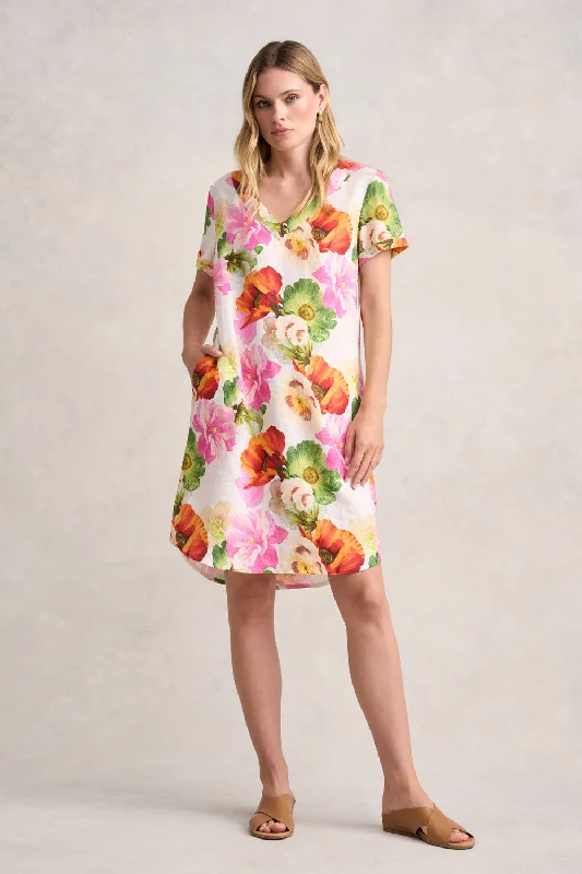 Plus Size Women's Fashion and Clothing V-Neck Linen Dress