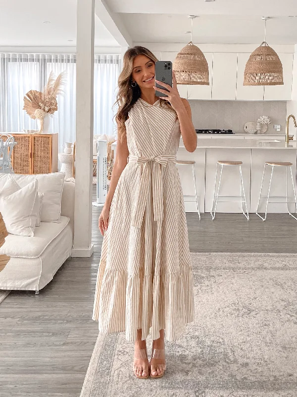 Top Deals Sianna Dress - Beige Stripe