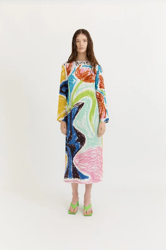 Casual and Comfortable Outfits Gary Bigeni Felice Backless Loose Dress - Placement Print