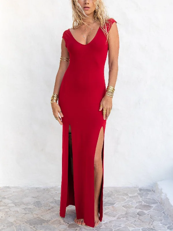 Limited Time Athena Dress - Crimson Red