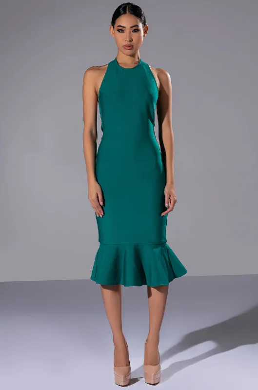 Limited Time Offers HEIRESS SLEEVELESS PEPLUM DRESS IN EMERALD