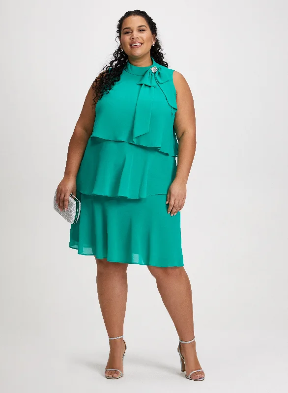 Limited-Stock Clothing Sale – Shop Before It's Too Late Bow Neck Tiered Dress