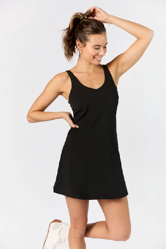 Weekend-Only Deals You'll Love Active Vibe Black V-Neck Active Dress