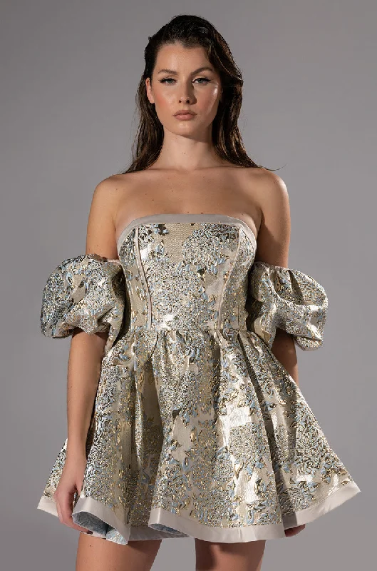 Trendy Fashion for Women ELOISE OFF THE SHOULDER BROCADE DRESS