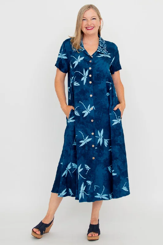 Weekend Savings Start Now Cissy S/S Dress, Aqua Dragonfly