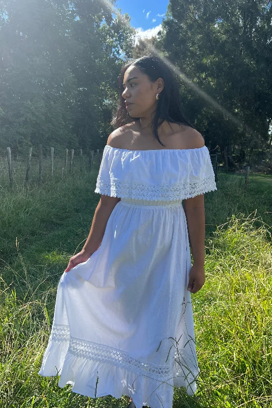 Women's High-Fashion Garments Breeze Off The Shoulder Cotton Dress