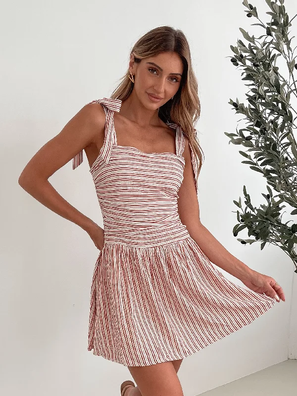 New In This Season Laynie Dress - Red Stripe