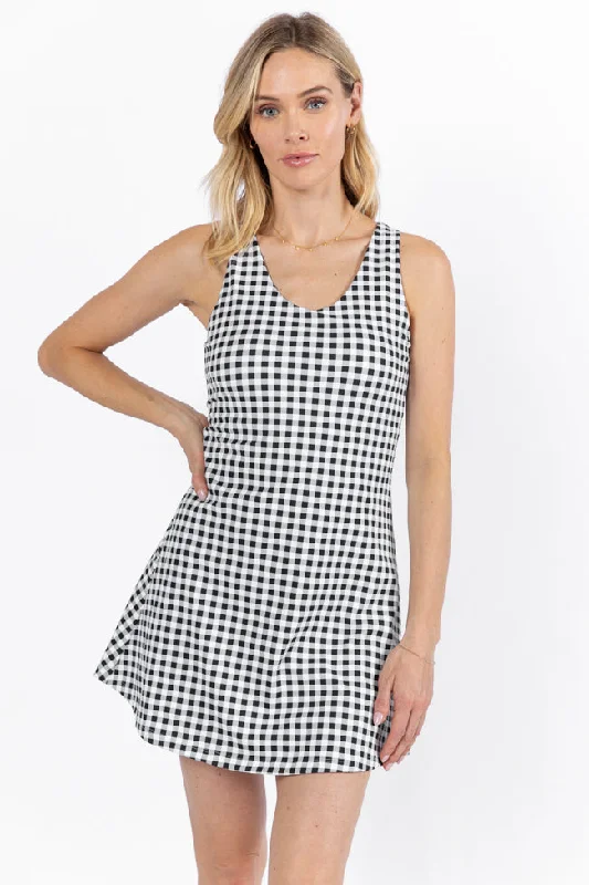 Everyday Fashion Kick It With Me In Black Gingham Active Dress