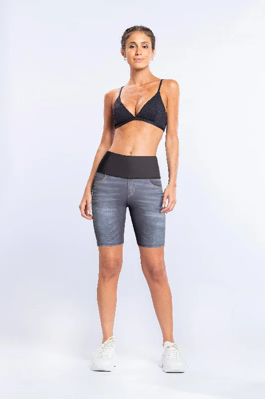Women's Trendy Apparel Deep Garden Denim Rever Bermuda