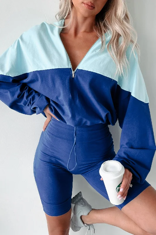 Women's Functional Outfit For Outdoor Activities Feeling The Burn Athleisure Set (Royal Blue/Baby Blue) Women's Functional Outfit For Outdoor Activities Feeling The Burn Athleisure Set (Royal Blue/Baby Blue)