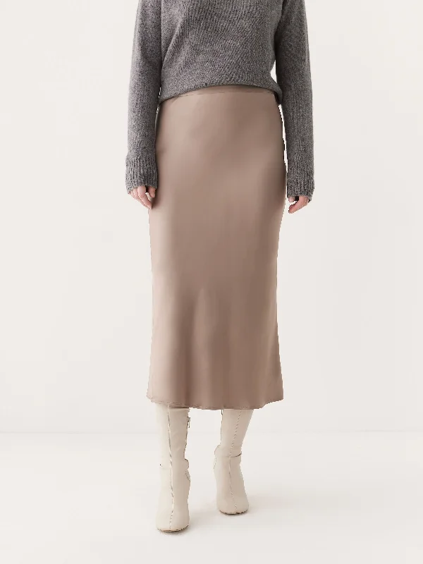 Women's Vintage-Inspired Clothing The Satin Midi Skirt in Champagne