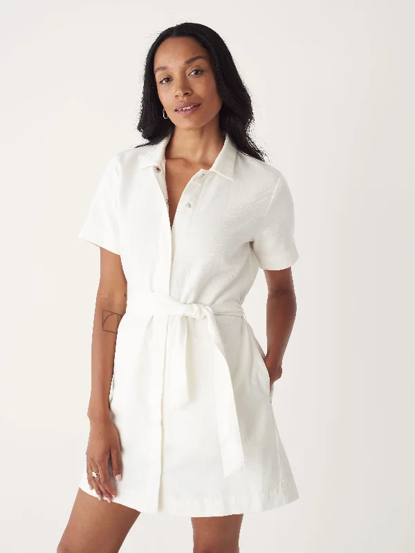 Flash Sale Clothing The Hemp Denim Camp Collar Dress in Off White