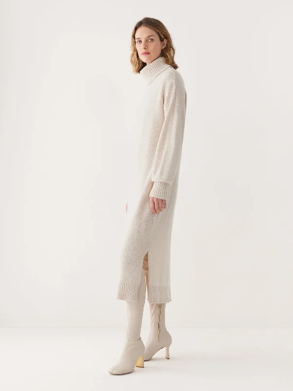 Trendy Boutique Online The Turtleneck Sweater Dress in Cream