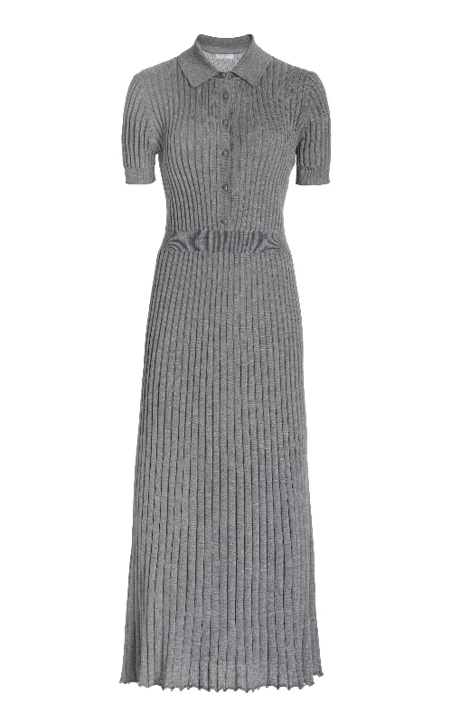 Women's Plus-Size Garments Amor Knit Midi Dress in Heather Grey Cashmere Silk