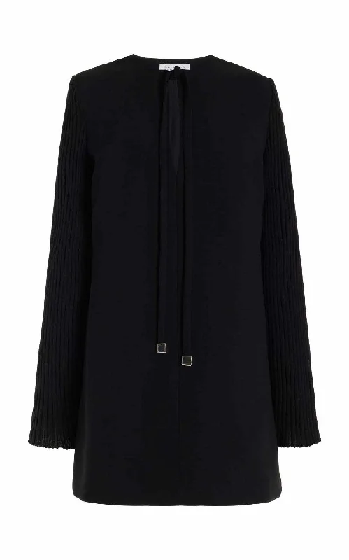 Women's Layered Outfit Beko Dress in Black Double-Face Wool Crepe