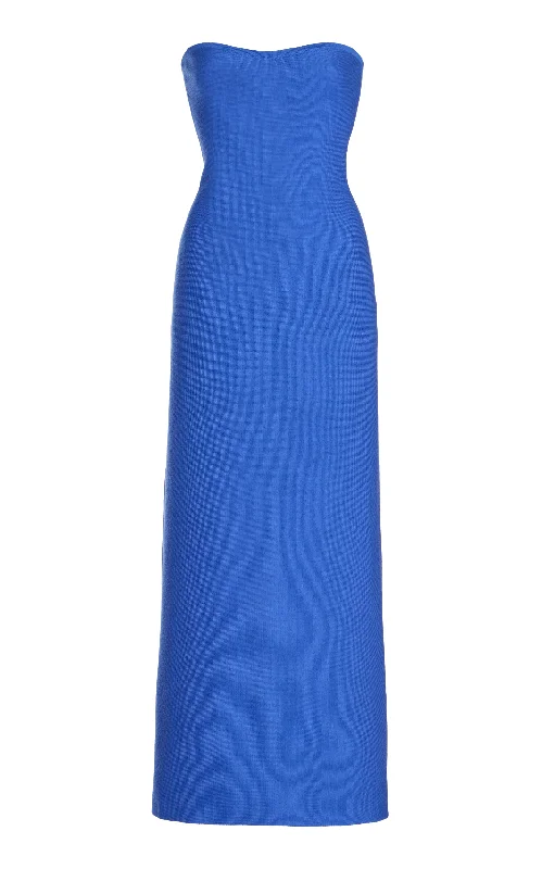 Luxury Women's Clothes Calderon Knit Maxi Dress in Sapphire Merino Wool Cashmere