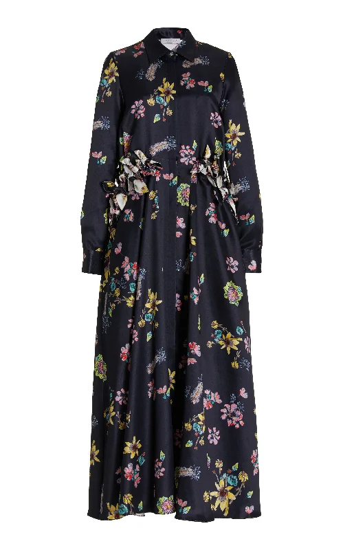 Affordable Women's Attire Clive Shirtdress in Dark Navy Multi Printed Silk