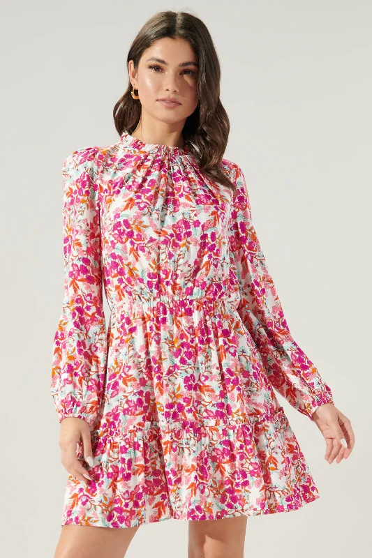 Women's Night-Out Outfit Fancy You Floral Balloon Sleeve Blouson Dress