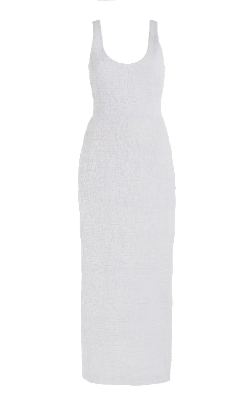 Sustainable Women's Clothes Girard Shirred Maxi Dress in White Aloe Linen