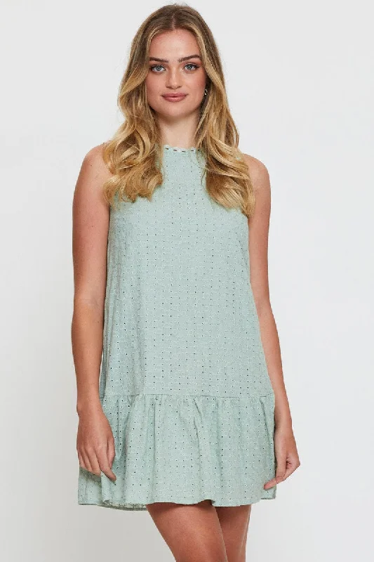 Women's Chic Apparel Green A Line Dress Mini