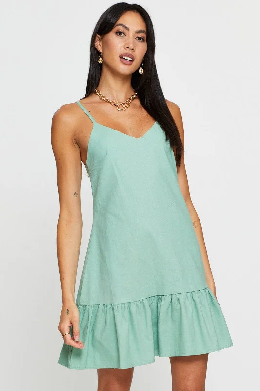 Formal Attire For Women Green A Line Dress Mini V Neck