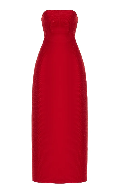 Women's Activewear Garments Immanuel Knit Maxi Dress in Scarlet Red Merino Wool